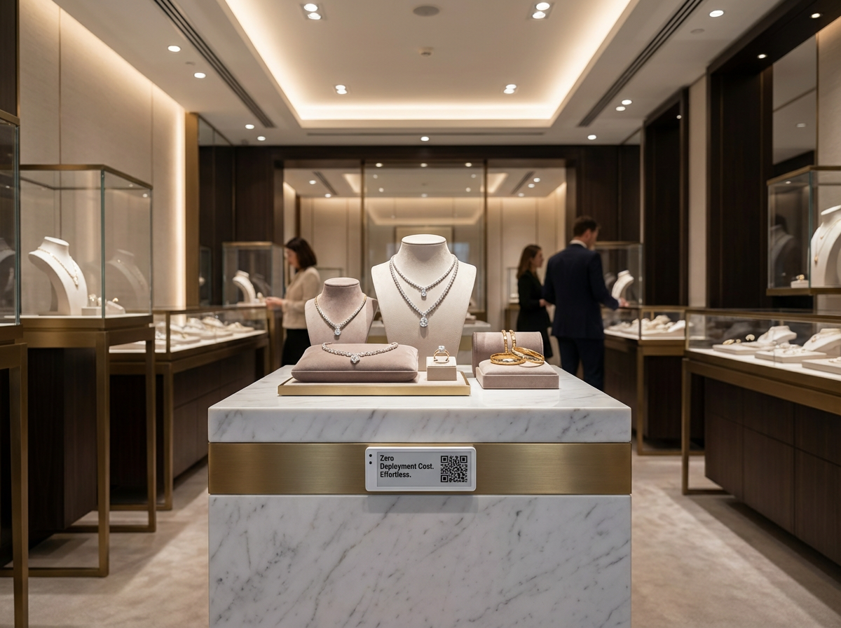 Electronic Shelf Labels in Specialty Luxury Boutique Store - premium retail display for jewelry cosmetics fashion brands